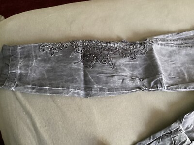 TREDY Bengalin Hose Lang Stretch blau lila spitze Gr.42 neuwertig 