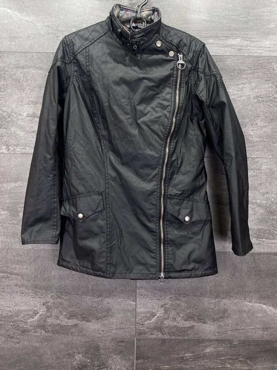 Womens BARBOUR International Black Wax Motorcycle Jacket Womens BARBOUR International Black Wax Motorcycle Jacket