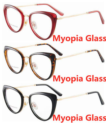 Women Cat Eye Acetate Adjustable Negative Nearsight Glass -1.0~-8.0 Customized
