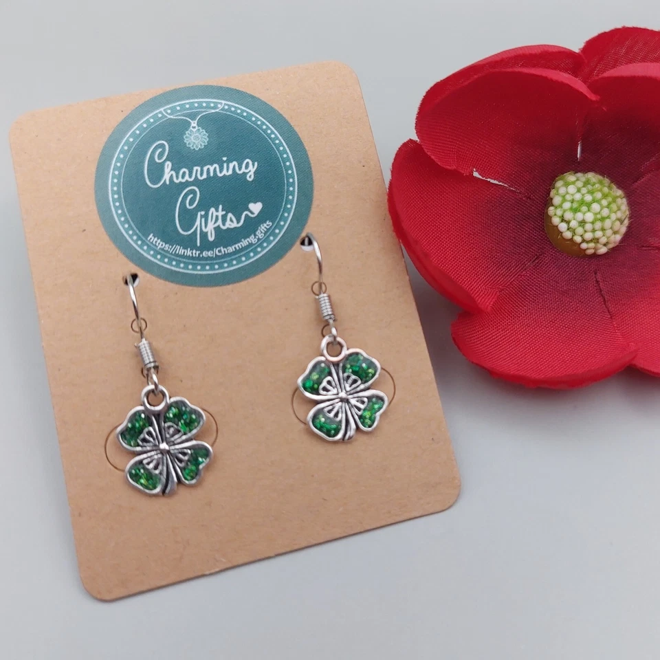 Personalised Lucky Four Leaf Clover Gifts - Earrings, Necklaces, Keyrings & More - Изображение 4 из 4