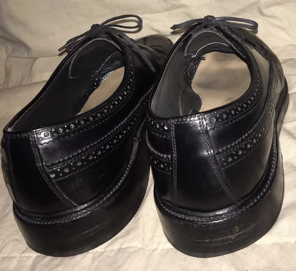 Bostonian Crown Windsor Hecho a Mano Hombres Cuero Negro Punta de Ala Zapato Oxford 12 D/B Foto 3 de 4