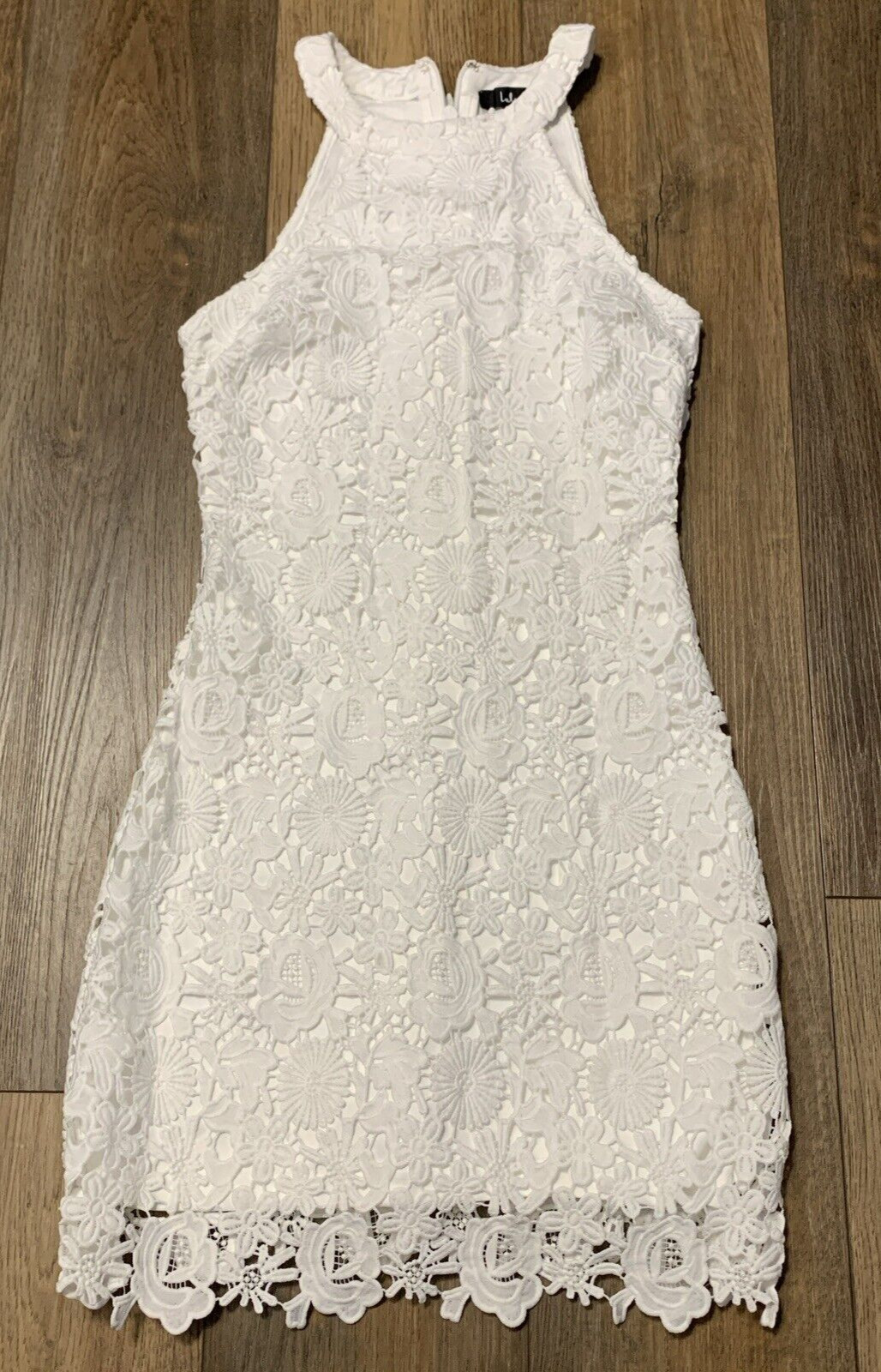 Lulus Love Poem Ivory White Lace Halter Mini Dress XS Sheath Bridal Wedding