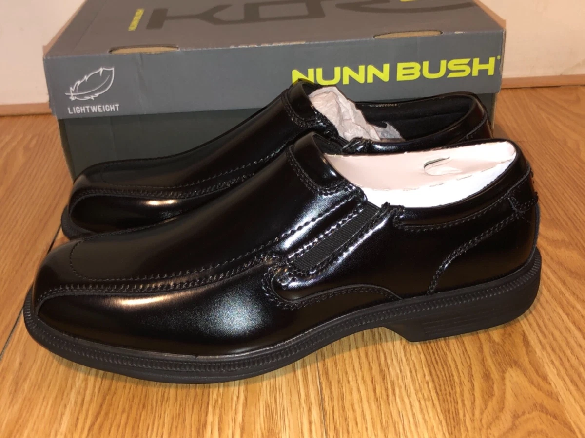 NEW Nunn Bush Bleeker Street Black Smooth Slip on Dress Shoes