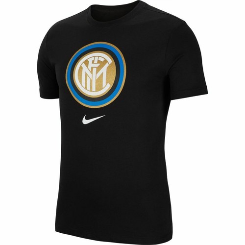 T-shirt cotone Uomo Nike FC Inter AQ7503-010 Nero-Azzurra logo oro | eBay