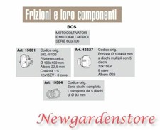 Frizione conica dischi multipli serie dischi motocoltivatore motofalciatrice BCS