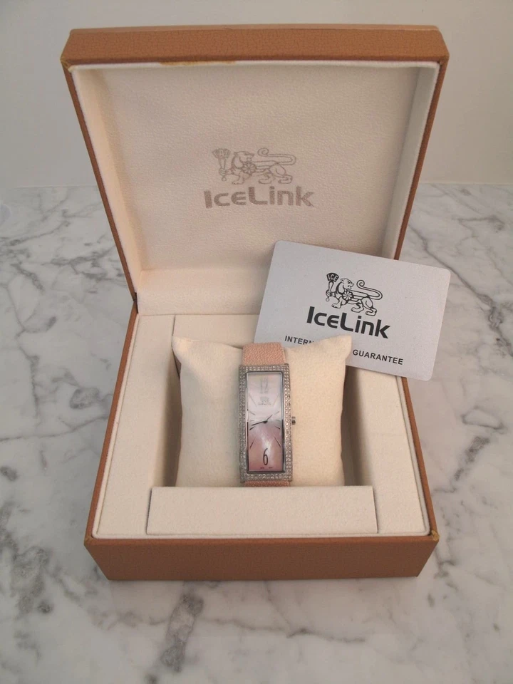 ICELINK $4765 новый: Лира 2,25 карат бриллиант перламутр розовый SWISS наручные часы - Изображение 3 из 4