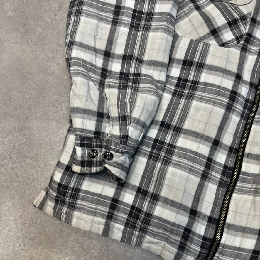 Dickies Over Shirt Mens Medium Y2K Quilt Lined Checkered Jacket, White Grey image 6