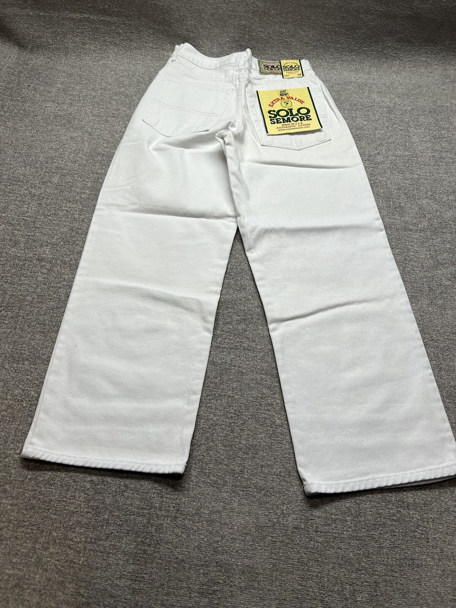 Solo Semore Buggy Denimホワイト W32 USA-Made Vtg 90s Solo Semore Jeans Mens Tag 28 Approx 25x27 Wide