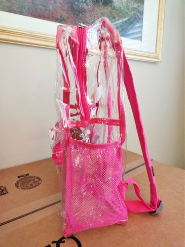 Dickies Backpack Clear Shocking Pink Student School Stadium Concerts - Picture 13 of 17