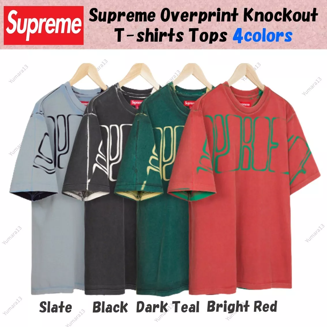 L 黒 Supreme Overprint Knockout S/S Top