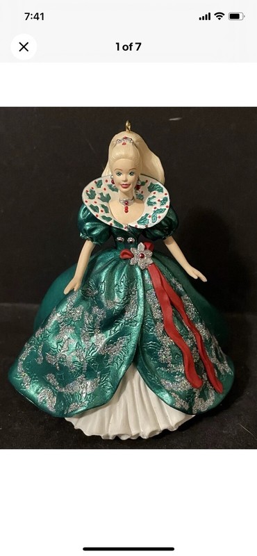 1995 Hallmark Holiday Barbie 3 Keepsake Ornament QXI5057