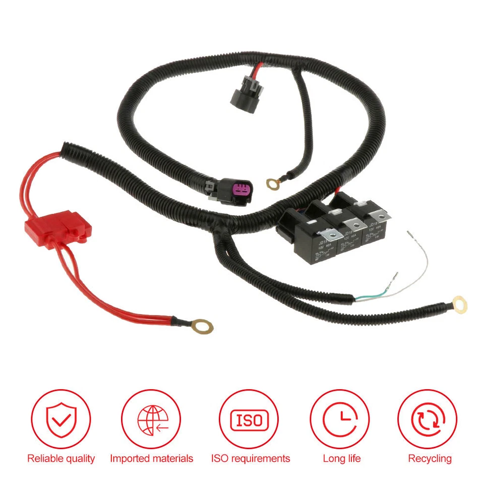 Kit de arnés de cableado de ventilador de refrigeración de radiador de automóvil Arnés de cable de ventilador eléctrico doble de alimentación Foto 4 de 4