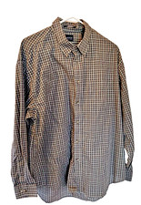 Arrow XL 17-17 1/2 Men's Long Sleeve Button-UP, Green Plaid Dress Shirt