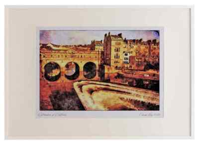 625098 Pulteney Brücke und Wehr Fluss Avon Bad A2 Bilderrahmen Aquarell pr