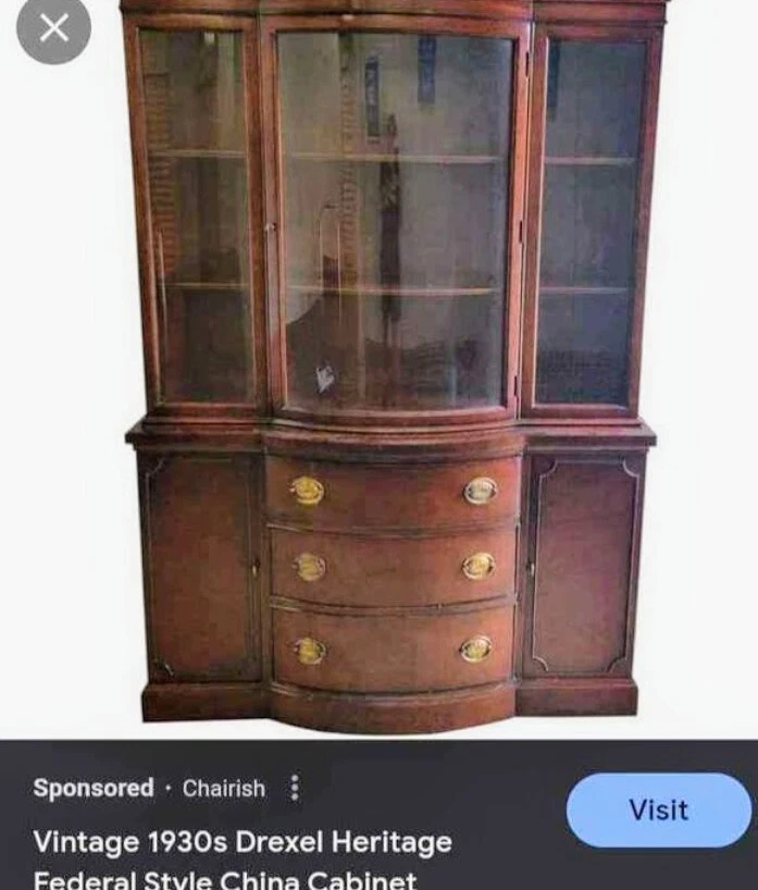 Gabinete China Por Drexel Vintage Años 30 Patrimonio Estilo Federal Colección T.Scott Foto 3 de 3