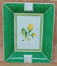 Hutschenreuther Medley Ceramic Ashtray Summerdream white w/ green Germany