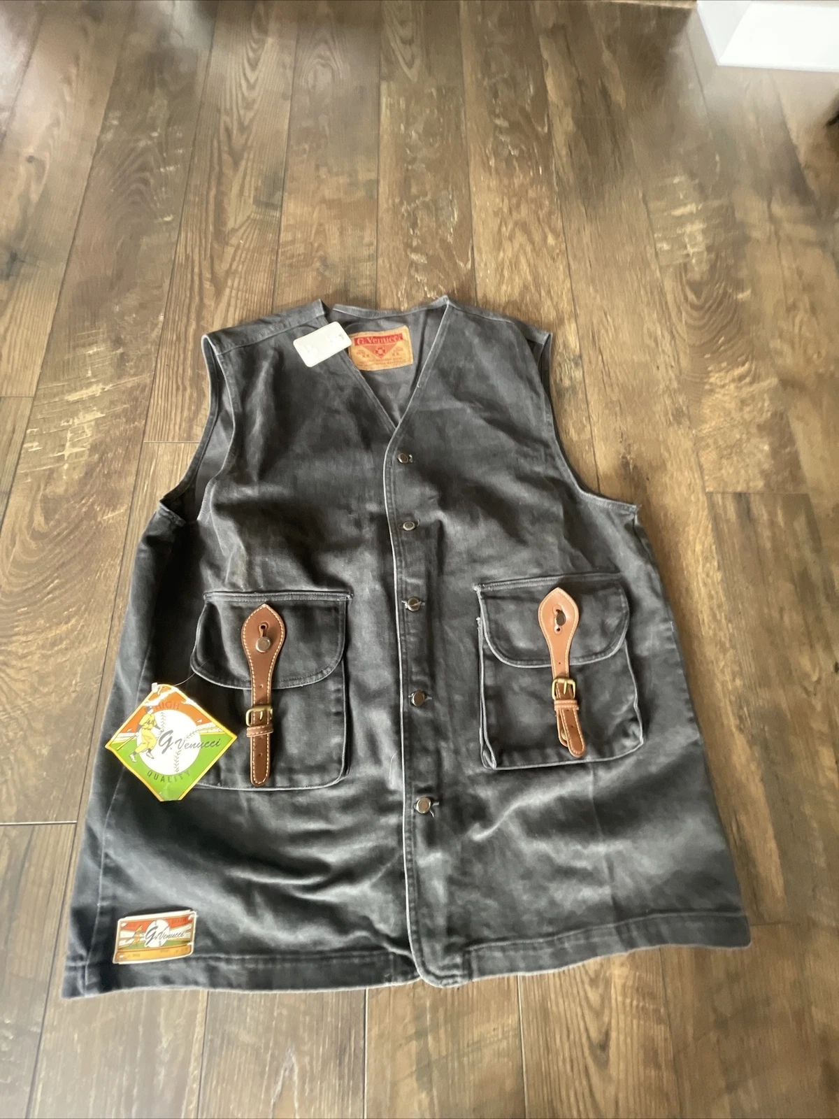 gino Venucci vintage hunting fishing vest black mens XL New