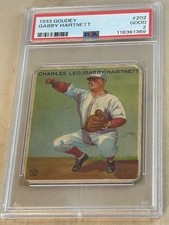 1933 GOUDEY #202 GABBY HARTNETT PSA GOOD 2 CHICAGO CUBS BASEBALL CARD.