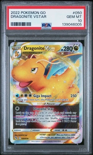 2022 POKÉMON GO DRAGONITE VSTAR 050/078 PSA 10