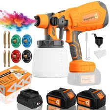 Cordless Paint Sprayer 20V MAX Battery, 650W HVLP Electric Spray Gun with Adj...