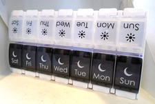 Weekly Pill Planner Organizer XL Easy Use AM/PM With Push Button 7 Day Box Case