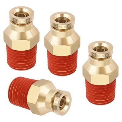 1/4'' Quick Push to Connect Fittings 1/4''OD × 1/4''NPT Thread Male Straight-4pcs
