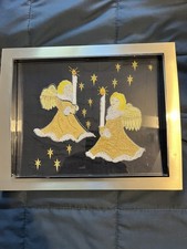 Christmas Angels Needlepoint Piece Art Vintage