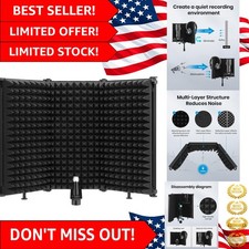 Microphone Isolation Shield, Foldable Mic Shield with Triple Sound Insulation...