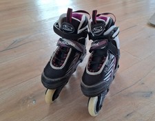 Hudora Kinder Inliner, verstellbar 29-32, schwarz magenta silber – top Zustand