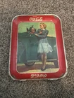Vintage 1942 Two Girls at Car Roadster Coca-Cola Tray Original Coke Serving Tray