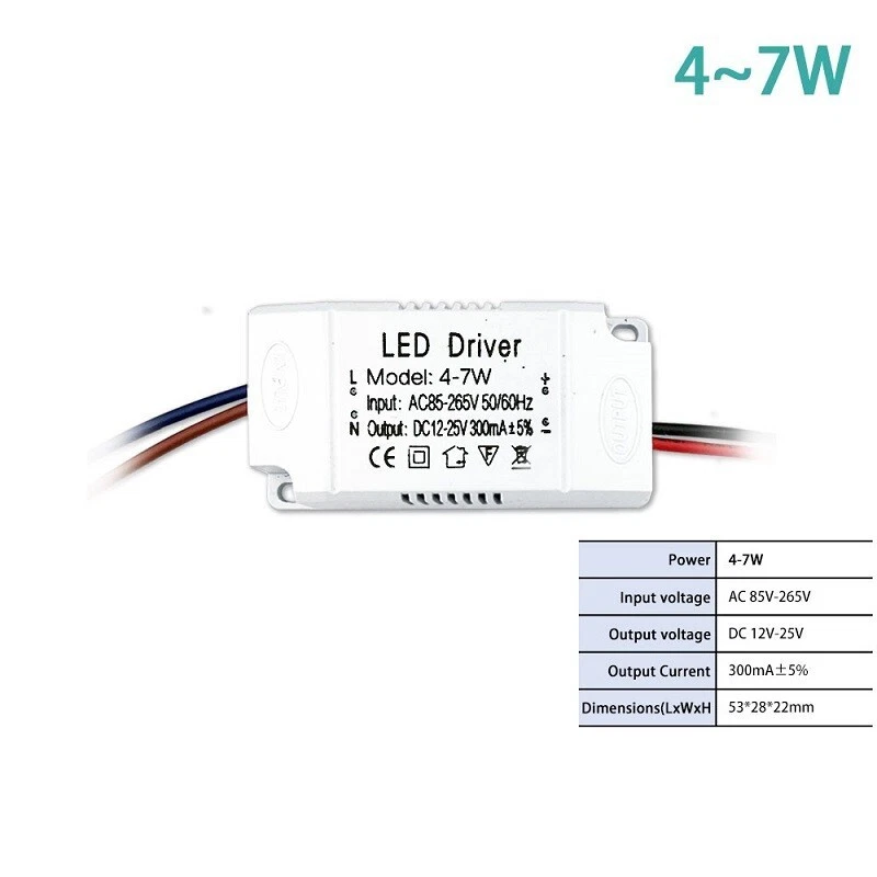 LED Treiber 1W 3W 7W 8W 12W 18W 25W 36W Netzteil Transformiere 300mA AC 240V - Bild 4 von 4