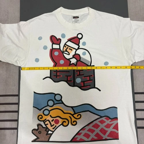 Vintage 1996 USPS Christmas Stamp T-Shirt XL Tultex Santa Family Tree 32c image 14