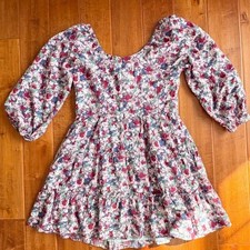 Madewell Amalia Floral Tiered Mini Dress Size 4 - 3/4 Puff-Sleeves