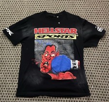 Hellstar Sports Graphic T-Shirt Bigger Than Satan Black Red Blue Men's Size M