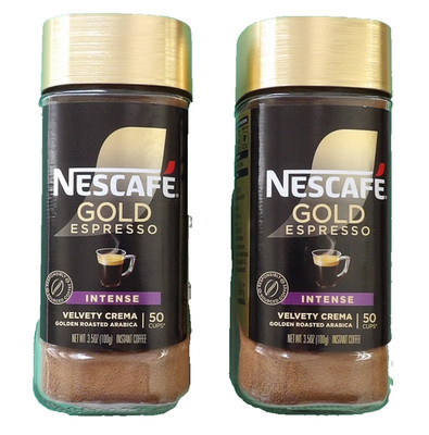 2 Nescafé  Gold Espresso Intense Velvety Crema Golden Roasted Arabica Glass Jar