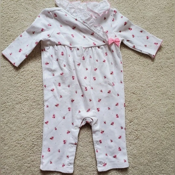 Janie and Jack Bebé Niñas Flor Volantes Rosa Floral Conjunto de Una Pieza talla 0-3m Foto 4 de 4