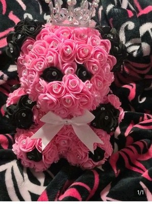  Flower Bear Pink Rose With Crown 