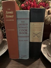 Lot Of 3 VTG American Cookbooks, Culinary Arts  Fannie Farmer, Wise