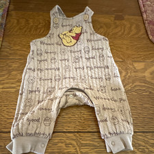 Disney Baby Winnie the Pooh Beige Overall One-Piece Sleeveless 0-3M Snap