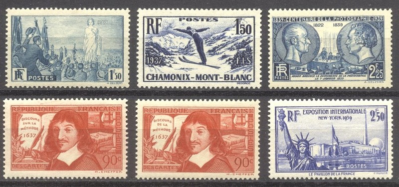 FRANCE #321 .. 374 Mint NH - 1936-39 Issues ($94)