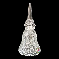 Vtg Hofbauer Byrdes Lead Crystal Bell Germany Red Bird Sticker, Etched Songbird