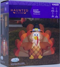 Thanksgiving Fall 2.5 ft Lighted LED Pilgrim Turkey Yard Airblown Inflatable NIB