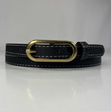 Skinny Black Faux Leather Belt - Women's Size 36