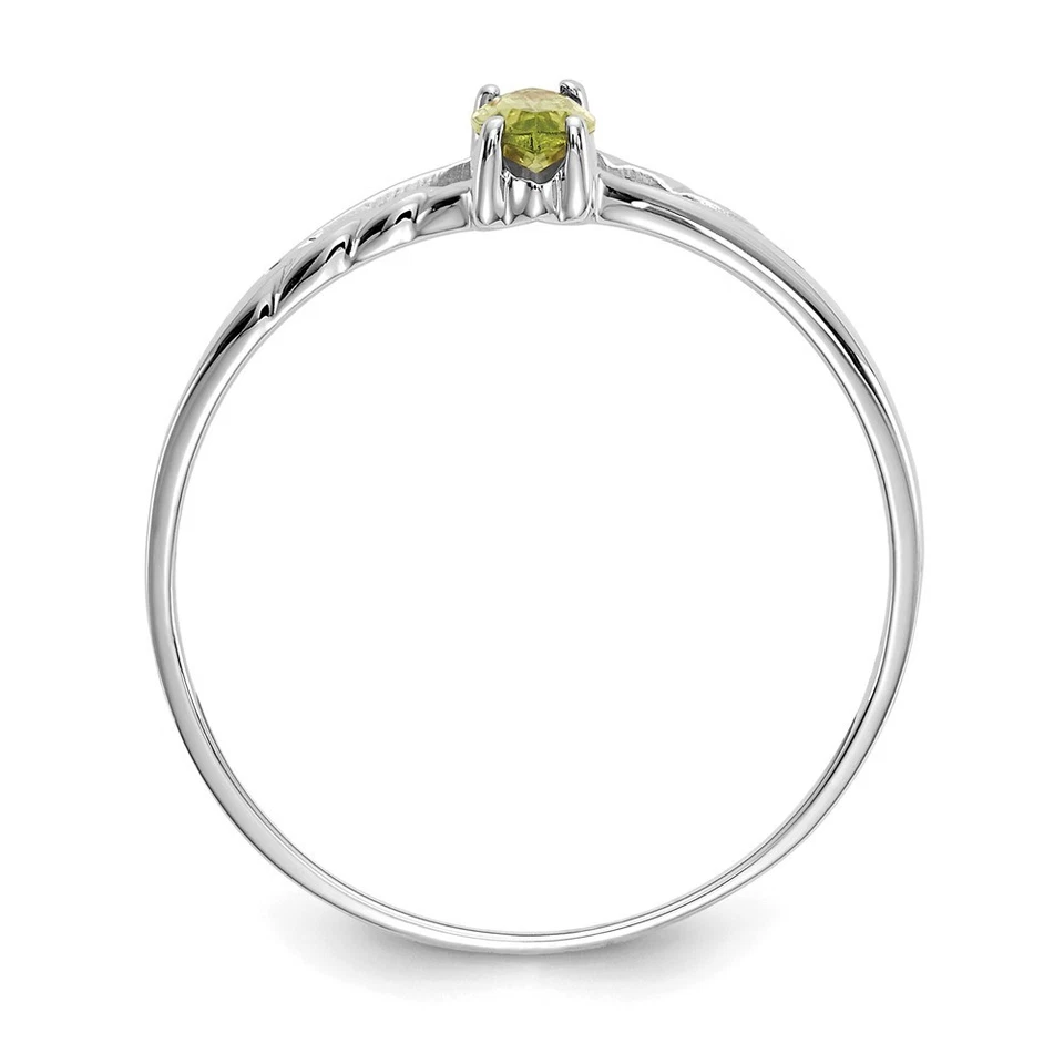 10K White Gold Peridot Ring Polished Birthstone Size 6 for Women - Image 2 of 4
