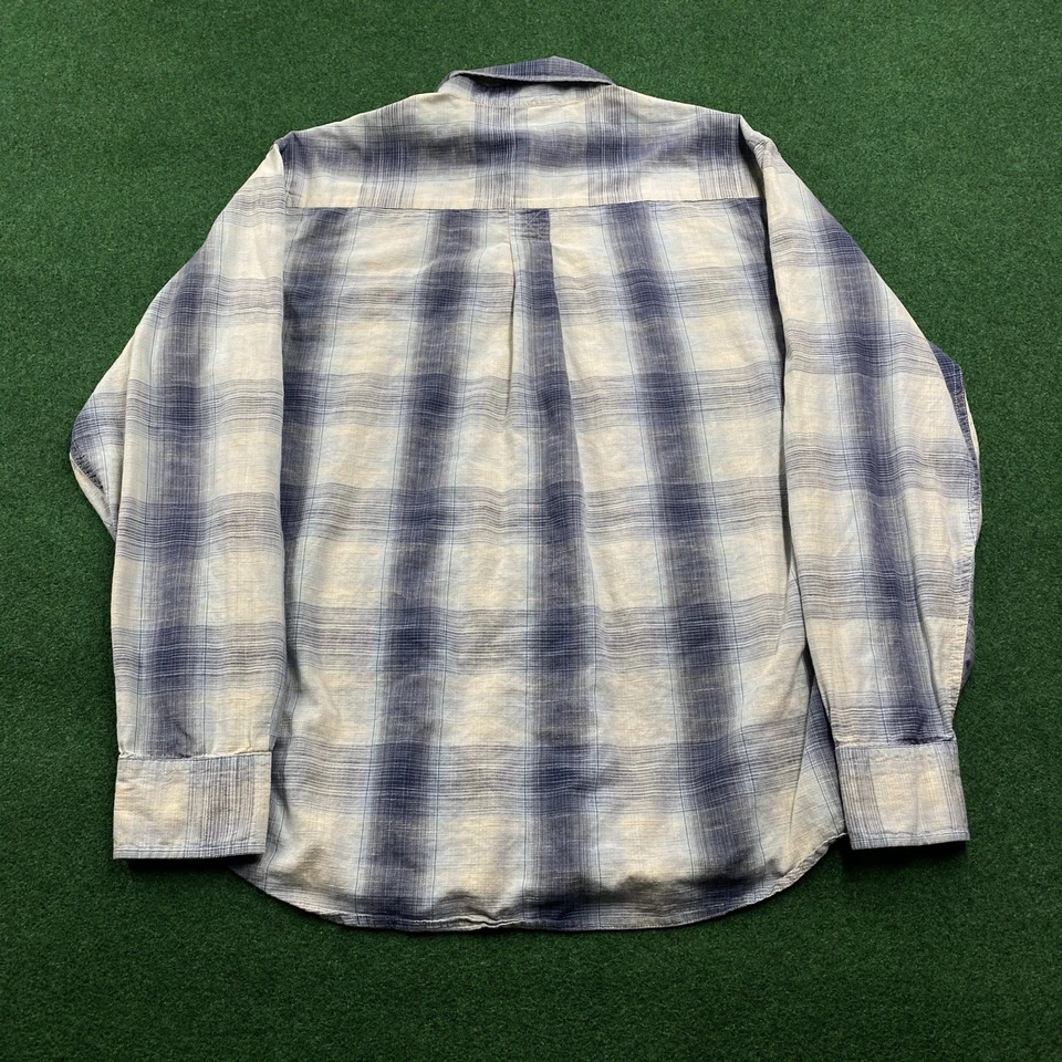 Camisa Burberry vintage para hombre L blanca azul sombra a cuadros manga larga abotonada Foto 3 de 4