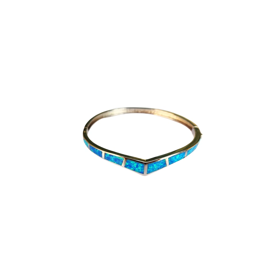 Bracciale opale blu, argento sterling 925, design di ispirazione greca - Immagine 3 di 4