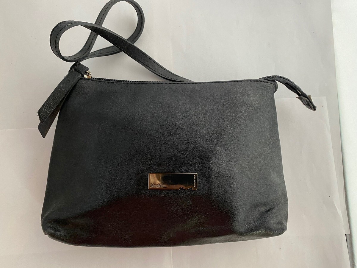 Petit Sac à Main Max Mara En Cuir Noir Vintage - Très Bon état