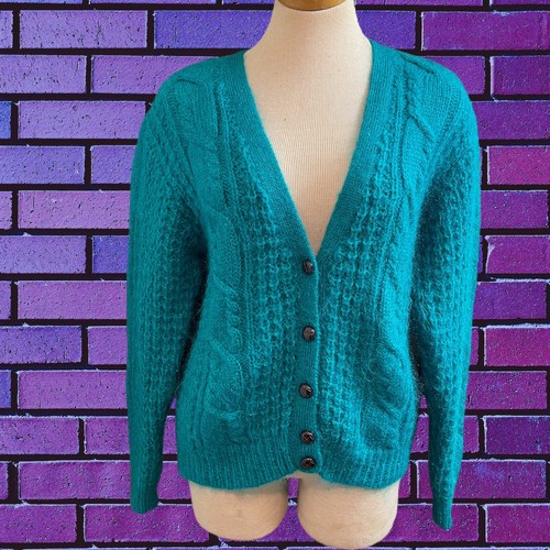 Vintage 80s Lagenlook Turquoise Mohair 