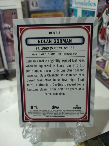 2023 NOLAN GORMAN Bowman Chr. Mojo Orange 15 /25 Rookie Of The Year Favorites ๐ฅ - Picture 4 of 5