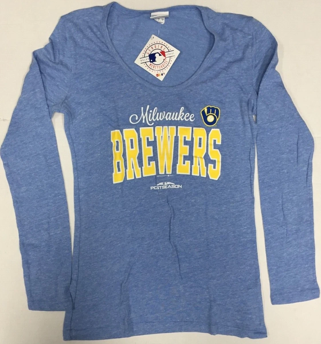 Milwaukee Brewers Women's Long Sleeve T-Shirt Blue Choose Size